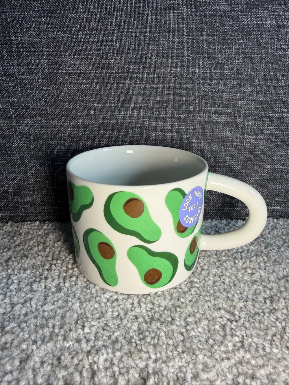 Room Essentials Avocado Print Ceramic Mug — White and Green